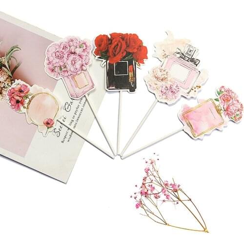 1 Set of Perfume Flower Fashion Young Girl Romantic Wedding Cake Decoration Party Supplies Happy Birthday Cake Topper