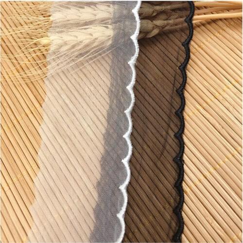 1Yards Embroidery Lace Fabric 4.5cm White Black Ribbon Mesh Lace Fabric Trim Collar Lace Sewing Trimmings encajes dentelle QZ5