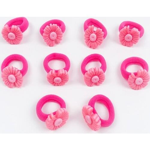 10pcs Fashion Small Baby Daisy Elastic Flower Rubber Band Head rope Mini Solid Ribbon For Girls Hair Accessories