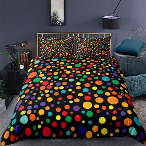 Bedding Sets Luxury 3D Geometry Dots Print 2/3Pcs Comfortable Kids Duvet Cover Pillowcase Home Textile Single/Queen/King Size