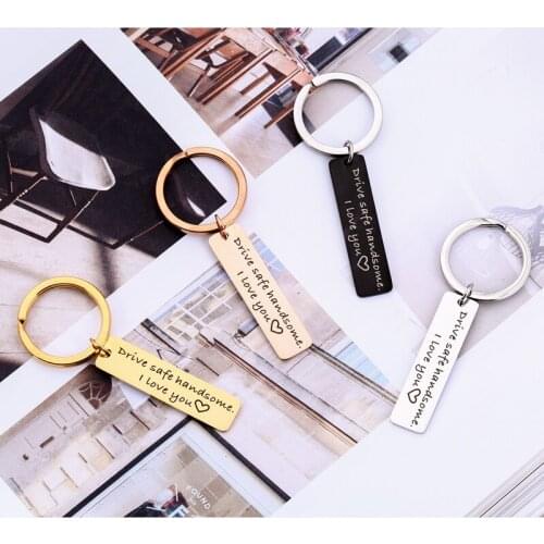 2pcs/lot four different color model of safety driving key chain Drive Safe handsome I love you The couple set for boyfriend