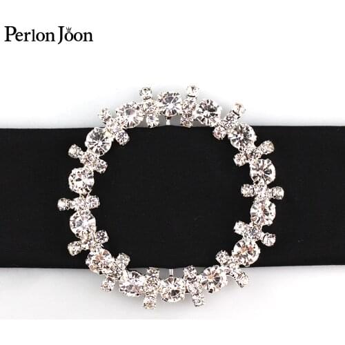 2pcs 7cm(inner5cm) rhinestone silver welding crystal round Slider belt buckel on dress clothing shoes bag accessories KT015