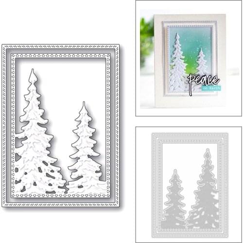 2020 New Rectangle Frame Christmas Tree Background Metal Cutting Dies For DIY Making Greeting Card Paper Scrapbooking No Stamps