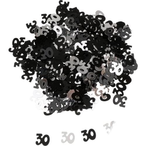 30th 30 Silver Black Birthday Metallic Table Confetti Sprinkles- 15g Bag