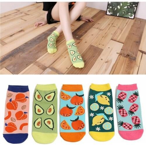 5 pairs/Lot Women Sox Cute Cartoon Dogs Cats Rabbit Avocado Burger Pizza Boat Socks Kawaii Short Socks Funny For Female Girls