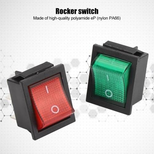5Pcs 31X25mm Rocker Switch 16A 250V 4 Pin With Red Light Industrial Control Accessory