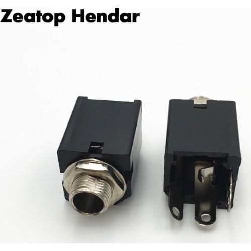 5Pcs 6.35mm 1/4" 3 Foot Mono Female Socket 6.35 Audio Microphone / Guitar Jack Panel Mount Solder Connector