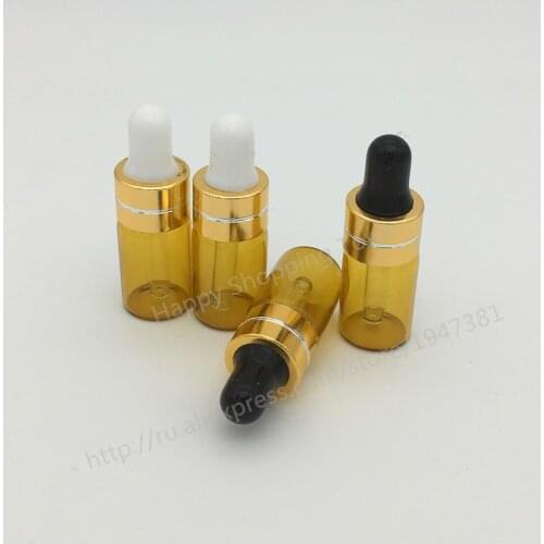 500pcs 2ML Small Amber Glass Dropper Bottle 2cc Mini Glass Vial With Pipette Dropper, High Quality Travel Bottle