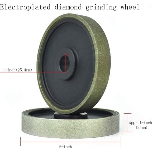 Diamond Lapidary gem Jewelry Grinding Wheel 6"(150mm)x1" with 1" (25.4mm)Arbor Hole (for Gem Granite Glass Stone Marble Jade)