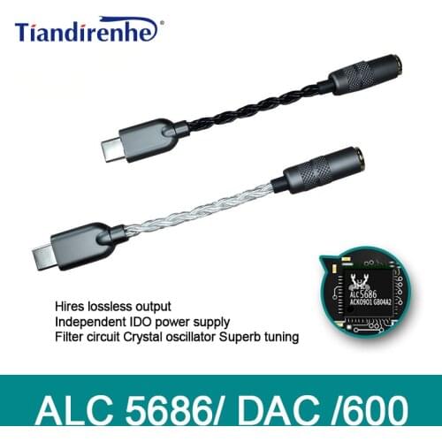 New ALC5686 chip Type-C To 3.5mm Audio cable HiFi Digital Decoding amp DAC Sound Card Earphone For Huawei20 30pro MEIZU Andro