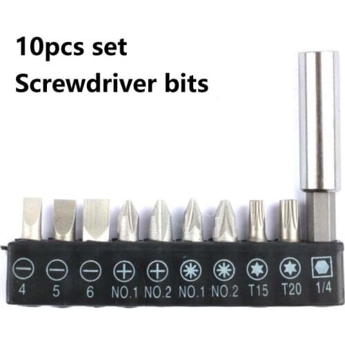 Free Shipping 10pcs Batch Head Set Electric Pneumatic Screwdriver Bits with Hexagon Bit Phillips Bit Slotted Bit C3-1002