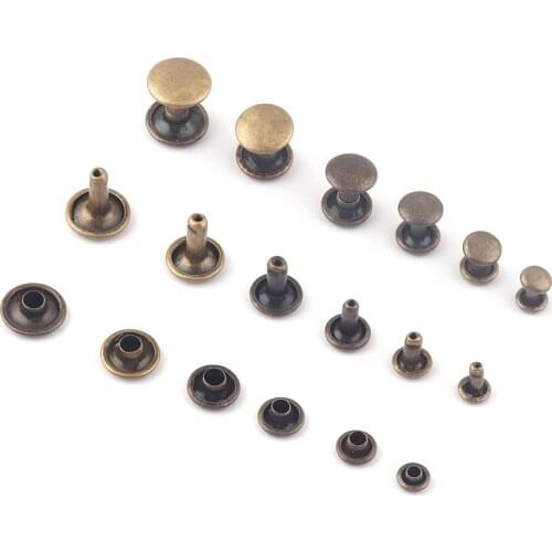 Bronze Double Cap Metal Button Round Rapid Rivet Rivet Studs for Purse Bags Handbags Shoes Jeans Belts Webbing Leather Craft DIY