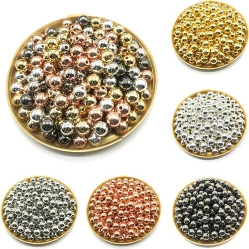 4 6 8 10 12mm 20-50pcs Copper Covered Beads Round Seed Gasket CCB Acrylic Loose Beads Jewelry Making DIY Bracelet Necklace