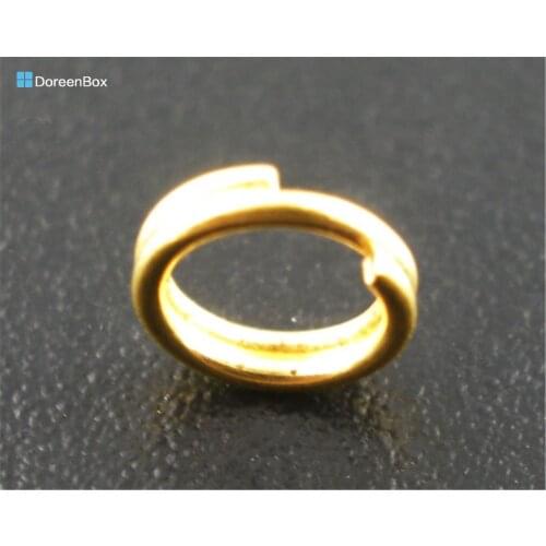 Doreen Box Lovely 1000PCs Gold color Double Loop Split Open Jump Rings 5mm Dia. (B03092)