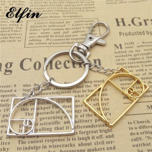 Elfin New Fibonacci Keychains Fashion Geometric Ratio Key Rings Key Chains Cute Female Male Geometric Jewellery Gift
