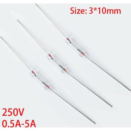 F 0.5A 1A 1.5A 2A 3A 5A 250V 3*10mm 3x10mm No Cap Energy Saving Lamp Fast Quick Acting Blow Tube PICO Lead Wire Axial Fuse