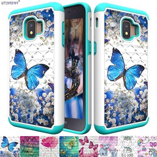 Hybrid Armor for Samsung Galaxy J2 Core J2 Pure Cute Shiny Diamond Bumper Case SM-J260F/DS SM-J260T1 Dual Prtector Full Cover