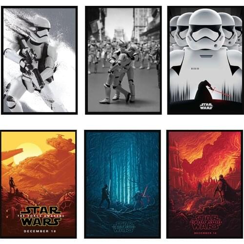 Disney Star Wars 7 The Force Awakens Jedi Warrior Canvas Art Paintings Sci-Fi Movie Poster Print Wall Art Picture Home Decor