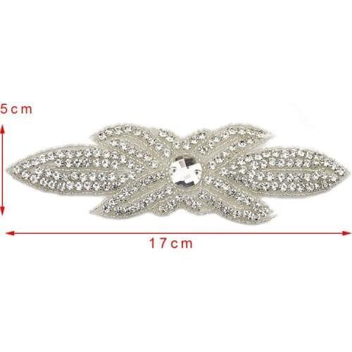 Keering Lovely Rhinestone Crystal Iron On Embroidered Applique For Bride Belt WRA-731