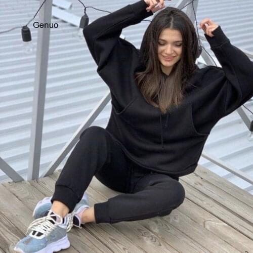 Cool Girls Two Piece Set Top And Pants European Style Sweatsuit Woman Autumn Winter Casual Tracksuit