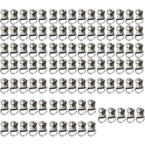 100 Sets Shoelace Hook D‑Ring Eyelet Buckle Brass Shoe Leather Bag DIY Rivet Tool Silver 9x14mm