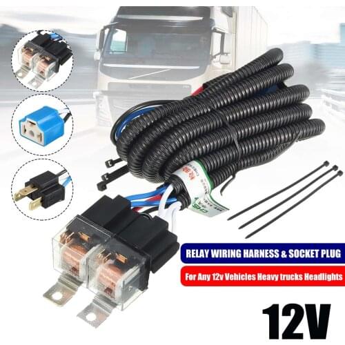 Hot 7'' H4 Headlight 2 Headlamp Relay Wiring Harness Car Light Bulb Socket Plug For Car Auto Headlight 12V