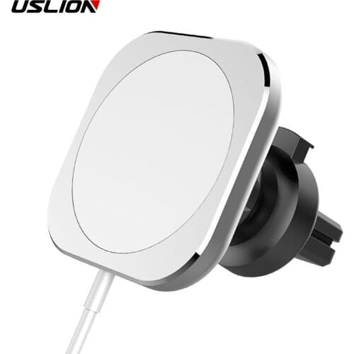 USLION 15W Magnetic Wireless Car Charger mount stand holder For iphone 12 mini wireless chargers 12 pro max holder Fast Charging