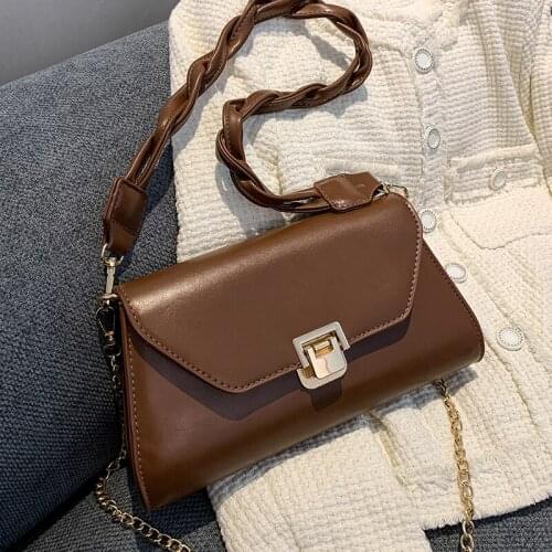 Small Square Shoulder Bag Simple Chain Crossbody Bag for Women Luxury Pu Leather Messenger Bag Vintage Brand Ladies Handbags Sac