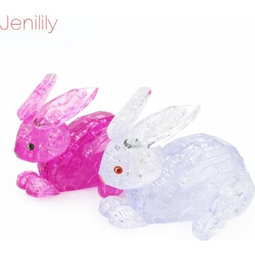 3D Crystal Rabbit Model Puzzle Jigsaw Puzzles 56 Pieces Toys Puzzel Adult Building DIY Juguetes Education Toys for Children