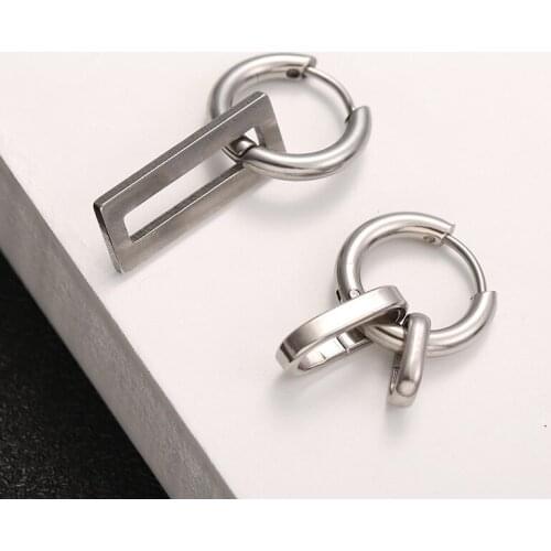 Punk Fashion Jewelry Single Stainless Steel Geometric Pendant Earring Trend 2020 Kpop New Unisex Charm Cool Earring Gift BTS-018