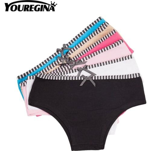 YOUREGINA Woman Underwear Cotton Cute Panties Sexy Boyshorts Boxer Briefs Intimates Solid Bowknot Simple Comfortable 6pcs/lot