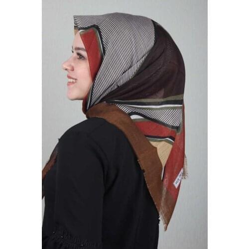 NUR SILK PATTERNED LINEN FLAMLI SCARF-DESEN-17-AVAILABLE in