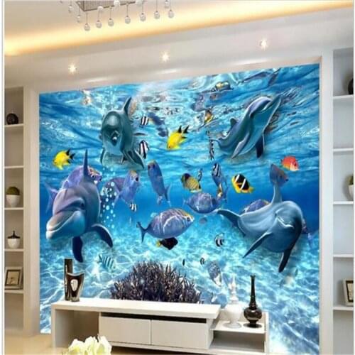 Beibehang Custom photo wallpaper stereo underwater world of marine fish living childrens room TV background 3d mural wall paper