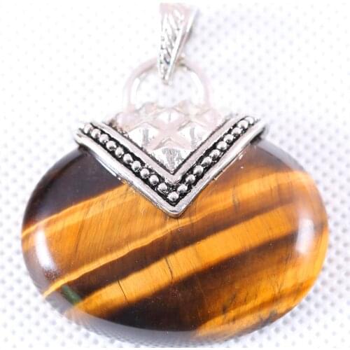 Necklace Pendant 40x40MM Oval CAB Cabochon Natural Golden Tigers Eye Stone Bead Jewelry Gift K1140