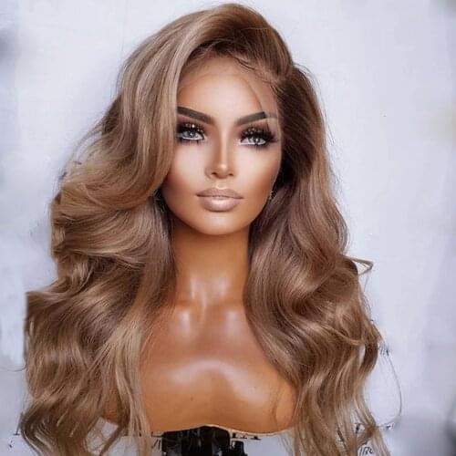 Body Wave 26 Inch Ombre Blonde 13x4 Lace Front Wig For Women Human Remy Hair Babyhair Preplucked Brazilian Can Dye Straight Soft