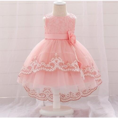 Toddler Infant Baby Girls Dresses Flower Christening Gowns Baby Baptism Princess Trailing 1st Year Birthday Dress Kids Clothes