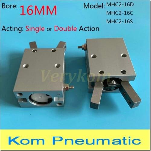 Pneumatic Finger Gripper Cylinder 16MM Gas Clamp Air Piston Double Acting MHC2-16D Single Action MHC2-16S SMC Type N/O or N/C M5