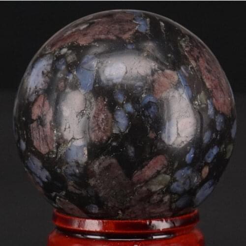 Natural Gemstone 40MM Texas Llanite Blue Opal Sphere Crystal Ball Chakra Healing Reiki Carving Crafts With Stand