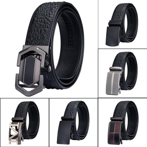 Hi-Tie Men Belt Brand Cowhide Belts for Men Automatic Buckle Genuine Leather Belt Strap for Jeans Luxury Cowboy Crocodile Belts
