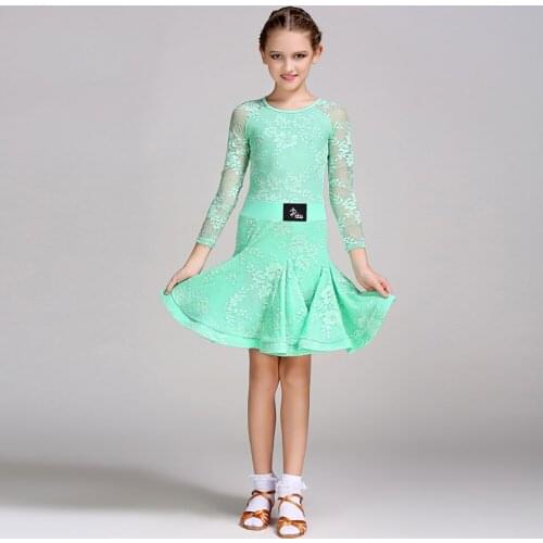 Standard Latin Dance Dress For Yellow Blue Green Skirts Summer Profession Child Kids Competition Beauty Ballroom Garments Y10481