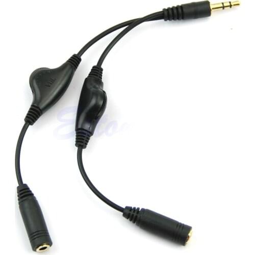 3.5mm Headphone Stereo Y Splitter Cord Cable With Separate Volume Controls