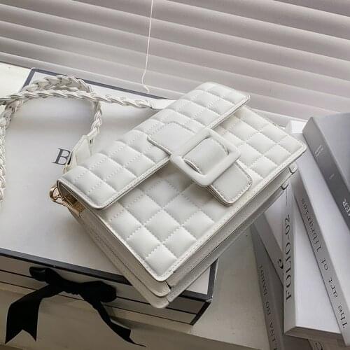 Lattice Square Crossbody bag 2021 Spring New High-quality PU Leather Womens Handbag Weave Shoulder strap Shoulder Messenger Bag