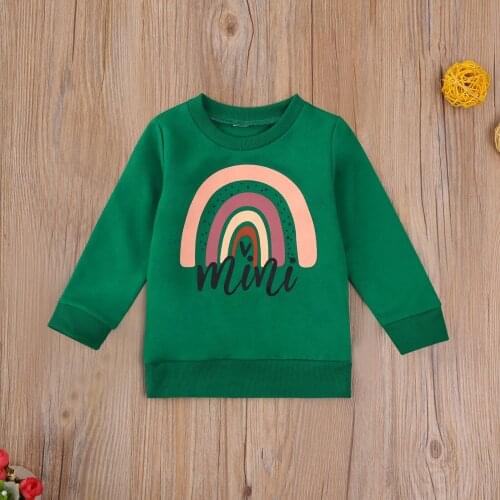 Girls Boys Sweatshirt Top Letter Rainbow Print New Arrival Autumn Baby Long Sleeve Cotton Casual Pullover Toddler Outfits Hoodie