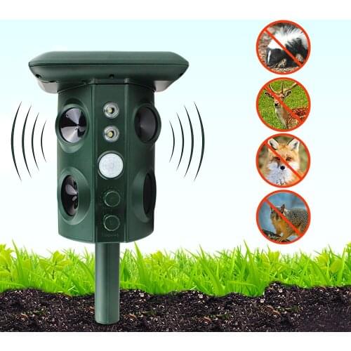 Solar Energy Ultrasonic Bird Repeller Animal Pest Control LED Flash Mole Ultrasound Dog Control For Rodent Rats Pest Garden Tool