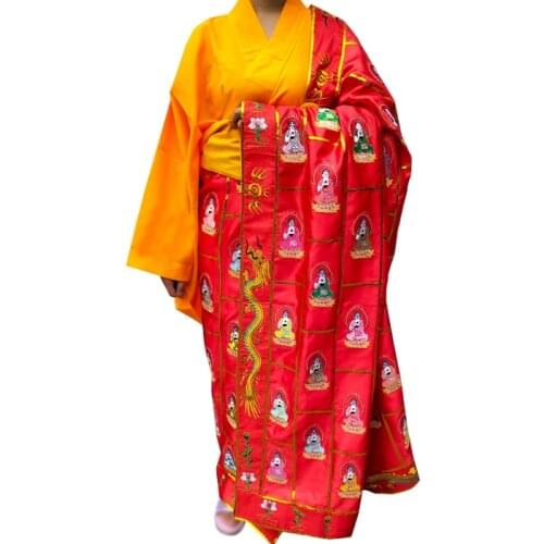 Unisex high quality buddhist shaolin monk kung fu suits Thousand Buddha cassock kesa robe zen lay clothing zuyi red