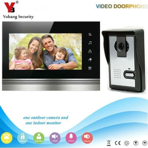 Yobang Security 7" LCD Wired Color Video Door Phone Doorbell For Home Office Intercom Monitor Visual Security Camera Bell System