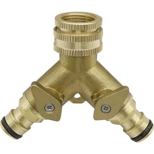 Garden Y Hose Connector Brass 2-ways Valves drip irrigation fittings agriculture irrigation Female thread Valves 1 Pc