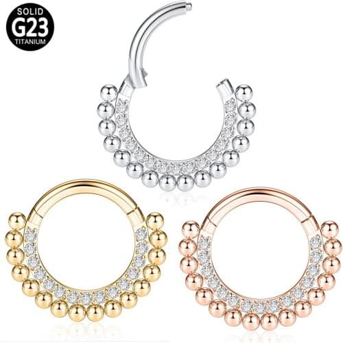 1PC F136 Titanium Septum Tragus Cartilage Hinged Segment Helix Piercing Earrings Fashion Woman Jewelry Hoop Zircon Nose Rings