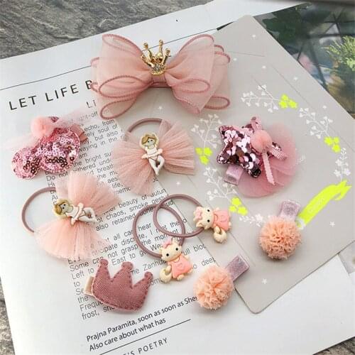 10Pcs / Set Child Safety Bag Hairpin Bow Hairband Girl Hair Accessories Set