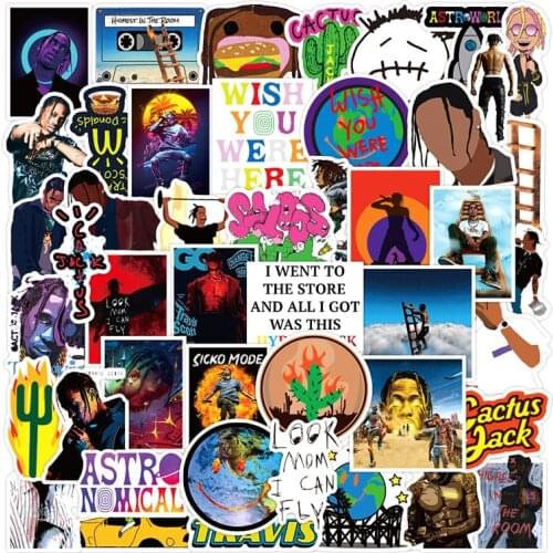 10/30/50pcs/Set Travis Scott Rap singer Graffiti Stickers For Furniture Wall Desk Car Trunk Computer Decal TV Guitar Motorcycle